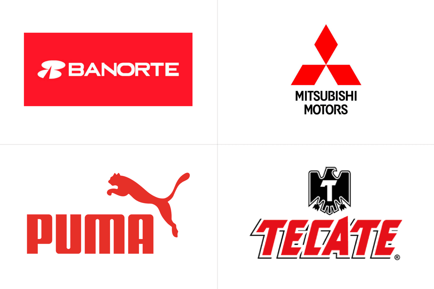 Logos de Banorte, Mitsubishi Motors, Puma y Tecate