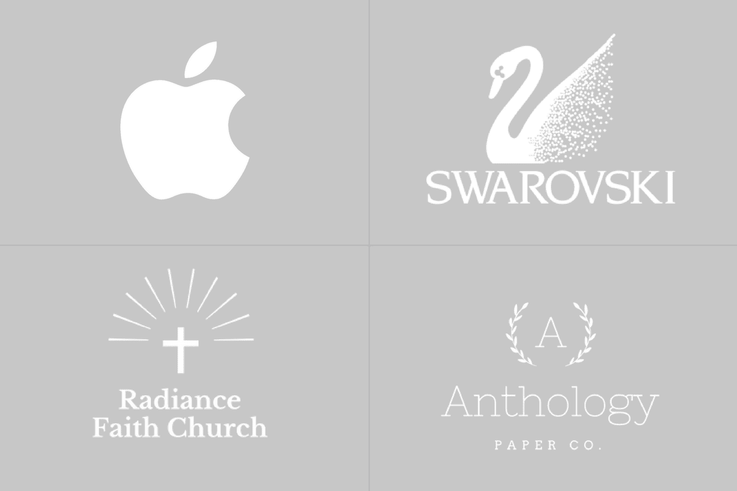 Logo de Apple, Swarovski, Radiance Faith Church y Anthology